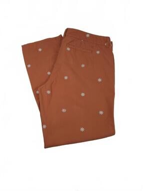 Tommy Hilfiger Rust Orange w/White Star Compass Nautical Embroidered Chino Pants